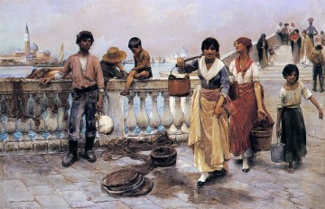 Portadores de agua Venecia retrato Frank Duveneck Pinturas al óleo
